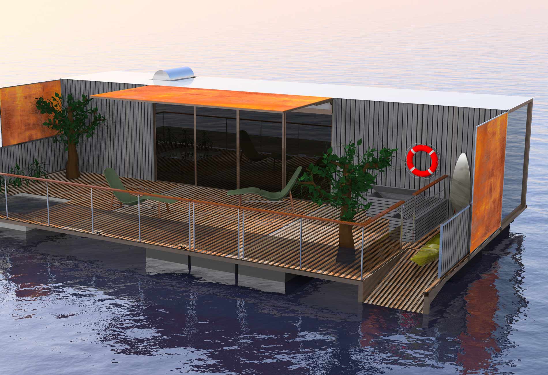 HouseBoat-Architecte-Vincent-Lebailly-Format-container-Habitation-flottante-Innovation