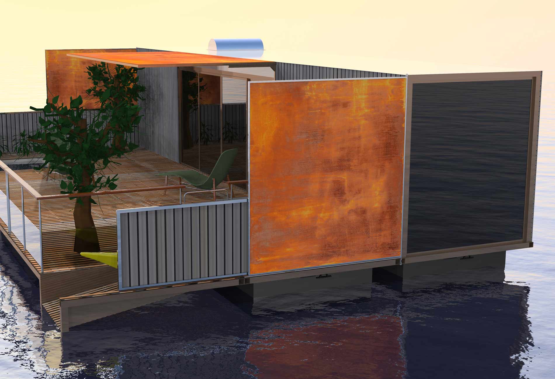 HouseBoat-Architecte-Vincent-Lebailly-Format-container-Habitation-flottante-Innovation